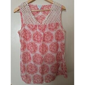 Calypso St. Barth for Target 100% Silk Coral Medallion Crochet Tank Top -Medium